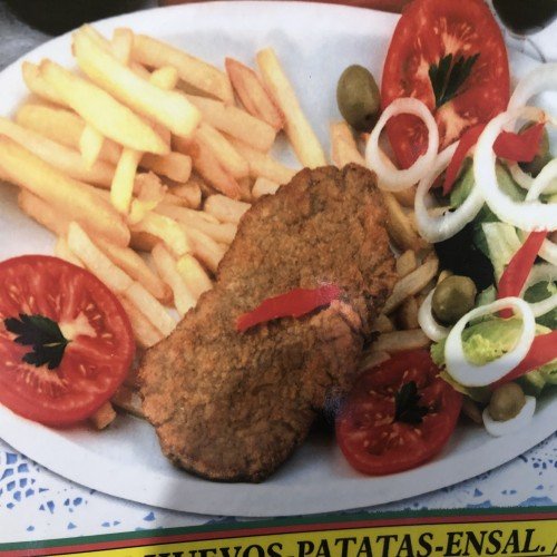 ESCALOPA,PATATAS Y ENSALADA