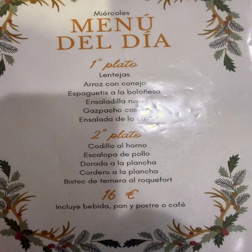 MENU DE DIA